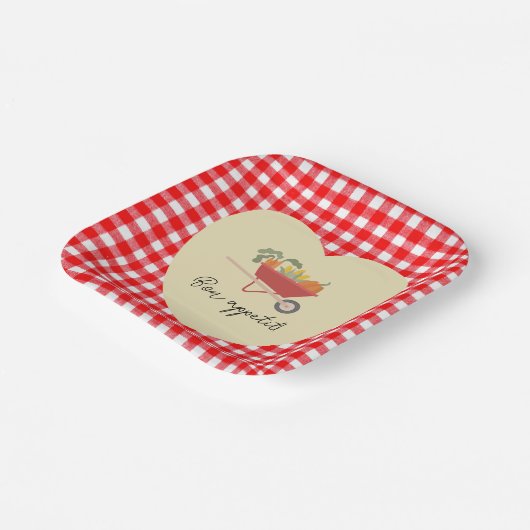 Rustikale Red Gingham Country Baby Dusche Pappteller (Gewinkelt)
