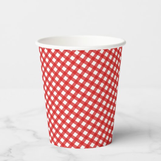 Rustikale Red Gingham Paper Cups Pappbecher (Rückseite)
