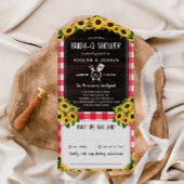 Rustikale Red Gingham Sunflowers Baby-Q Dusche All In One Einladung