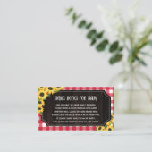 Rustikale Red Gingham & Sunflowers Bücher für Baby Begleitkarte (Stehend Vorderseite)