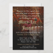 Rustikale Red Gold Gothic Halloween Hochzeit Einladung (Rückseite)