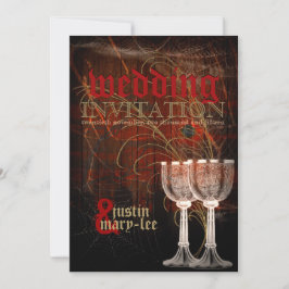 Rustikale Red Gold Gothic Halloween Hochzeit Einladung