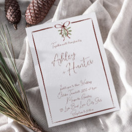 Rustikale Red Hand Drawn Bow Winter Wedding Einladung