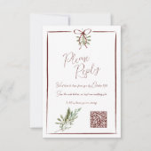 Rustikale Red Hand Letted Winter Wedding QR UAWG RSVP Karte (Vorderseite)