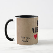 Rustikale Red Hearts Happy Valentine's Day Boyfrie Tasse (Links)