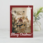 Rustikale Red Maroon Fotos Frohe Weihnachten (Stehend Vorderseite)
