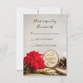 Rustikale Red Poinsettia Woodland Winter Wedding U RSVP Karte