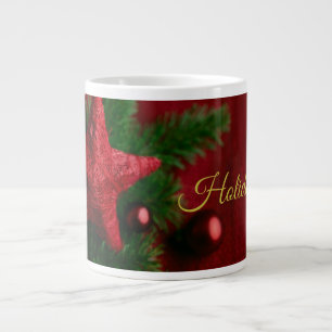 Rustikale Red Star & Pine Keramik Tasse