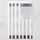 Rustikale Red White Blue Glitzern USA Flagge Briefpapier (Vorne/Hinten)