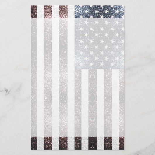 Rustikale Red White Blue Glitzern USA Flagge Briefpapier (Vorderseite)