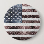 Rustikale Red White Blue Glitzern USA Flagge Button (Vorderseite)