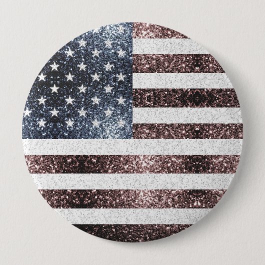 Rustikale Red White Blue Glitzern USA Flagge Button (Vorderseite)