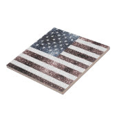 Rustikale Red White Blue Glitzern USA Flagge Fliese (Seite)