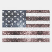Rustikale Red White Blue Glitzern USA Flagge Geschenkpapier Set (Vorderseite)