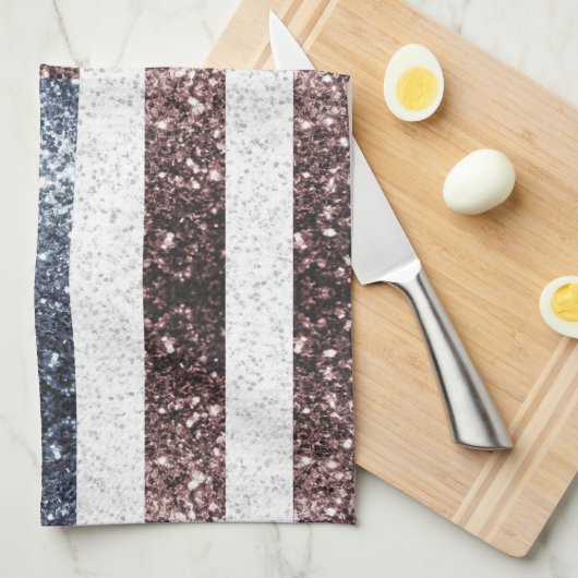 Rustikale Red White Blue Glitzern USA Flagge Geschirrtuch (Viertel Falte)