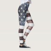 Rustikale Red White Blue Glitzern USA Flagge Leggings (Rechts)