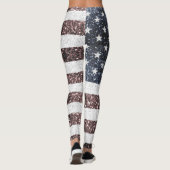 Rustikale Red White Blue Glitzern USA Flagge Leggings (Rückseite)