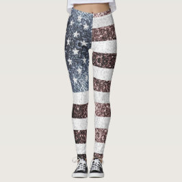 Rustikale Red White Blue Glitzern USA Flagge Leggings