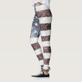 Rustikale Red White Blue Glitzern USA Flagge Leggings (Links)