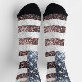Rustikale Red White Blue Glitzern USA Flagge Socken (Oben)