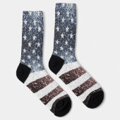 Rustikale Red White Blue Glitzern USA Flagge Socken (Rechts)