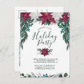 Rustikale Red White Poinsettia Foliage Holiday Par Einladungspostkarte (Vorne/Hinten)