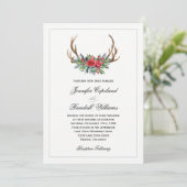 Rustikale Red Winter Floral Wedding Einladung (Stehend Vorderseite)