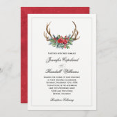 Rustikale Red Winter Floral Wedding Einladung (Vorne/Hinten)