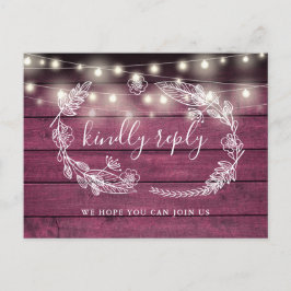 Rustikale Red Wood Floral Song Request RSVP Card Einladungspostkarte