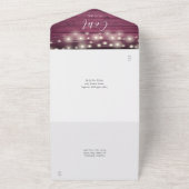 Rustikale Red Wood String Lights QR Code Wedding All In One Einladung (Außenbereich)