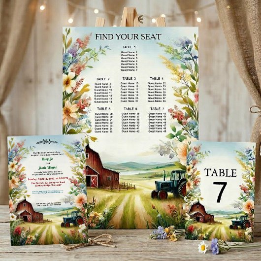 Rustikale Redneck Landschaft Hochzeit Einladung