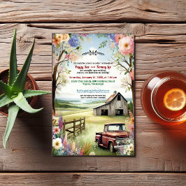 Rustikale Redneck Landschaft Hochzeit Einladung