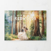 Rustikale Redwood Forest Wedding Dreifach Gefaltete Einladung (Cover)
