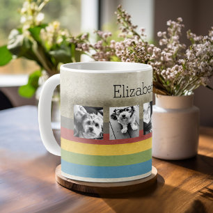 Rustikale Regenbogen-Hipster-Fotocollage mit 4 Bil Kaffeetasse