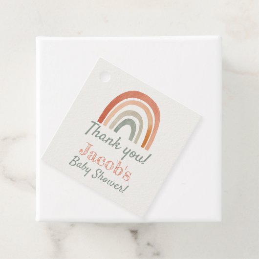 Rustikale Regenbogenbaby-Dusche Danke Geschenkanhänger (Beispiel)