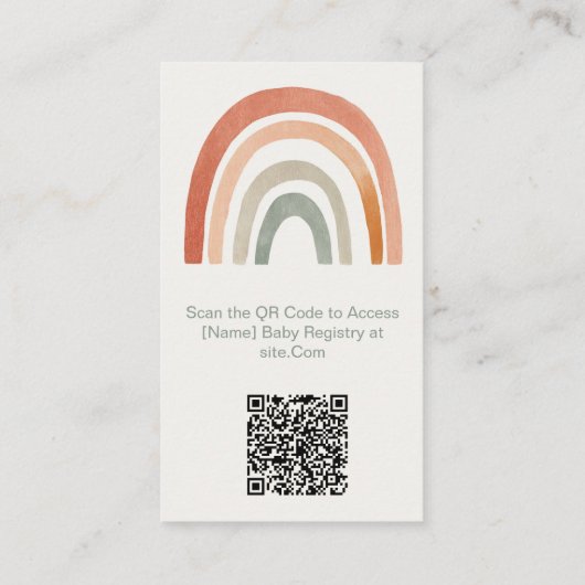 Rustikale Regenbogenbaby-Dusche QR Code Registrier Begleitkarte (Rückseite)