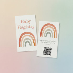 Rustikale Regenbogenbaby-Dusche QR Code Registrier Begleitkarte