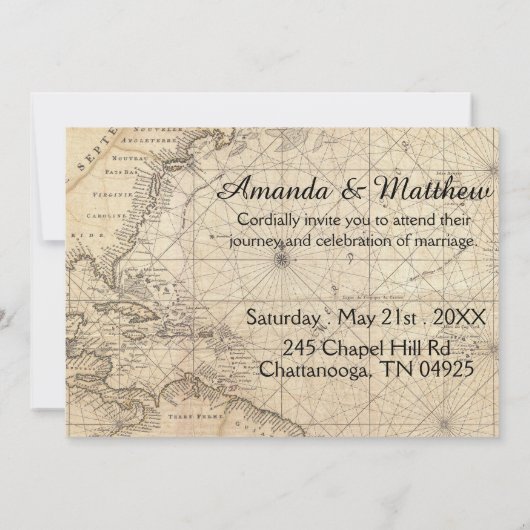 Rustikale Reise Inspirierte Karte Einladung Hochze (Rückseite)