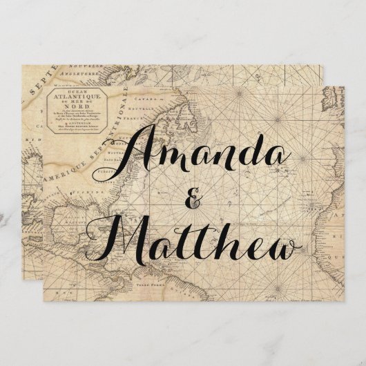 Rustikale Reise Inspirierte Karte Einladung Hochze (Vorne/Hinten)