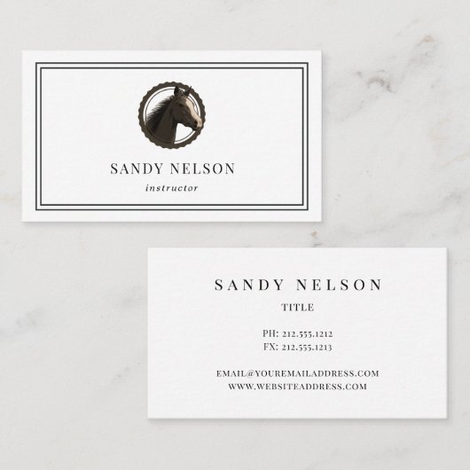 Rustikale Reitschule Visitenkarte (Vorne/Hinten)