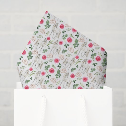 Rustikale Reitsportliche Florale Rosa Seidenpapier (Geschenk Tasche)