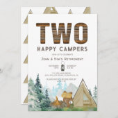 Rustikale Rente für zwei glückliche Camper Einladung (Vorne/Hinten)