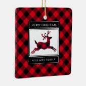 Rustikale Rentier Red Buffalo Kariert Frohe Weihna Keramikornament (Rechts)