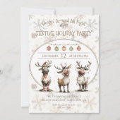 Rustikale Rentiere feiern Festtag Einladung (Vorderseite)