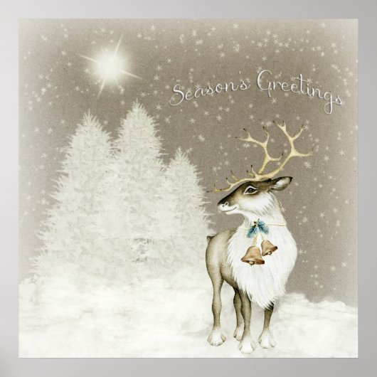 Rustikale Rentiere im Winter Poster (Vorne)