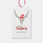 Rustikale Rentierfische Skull & Weihnachtsmannmütz Geschenkanhänger (Vorderseite)