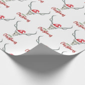 Rustikale Rentierfische Skull & Weihnachtsmannmütz Geschenkpapier (Ecke)