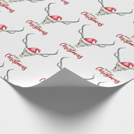 Rustikale Rentierfische Skull & Weihnachtsmannmütz Geschenkpapier (Ecke)