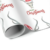 Rustikale Rentierfische Skull & Weihnachtsmannmütz Geschenkpapier (Rolleneckpunkt)