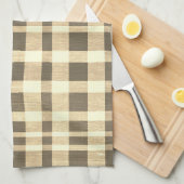 Rustikale Retro-Beige-Braun-Textur-Karomuster Geschirrtuch (Viertel Falte)